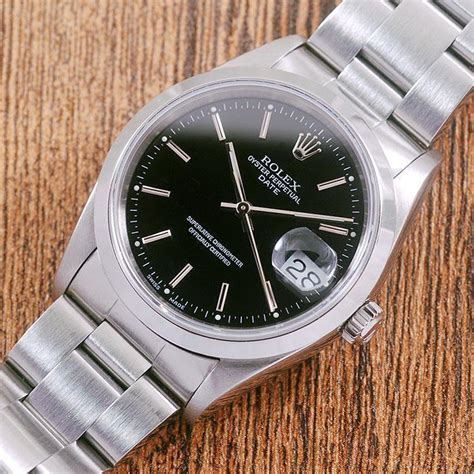 damen rolex edelstahl modell 15200 schwarzes zifferblatt 34mm|rolex oyster watch 15200.